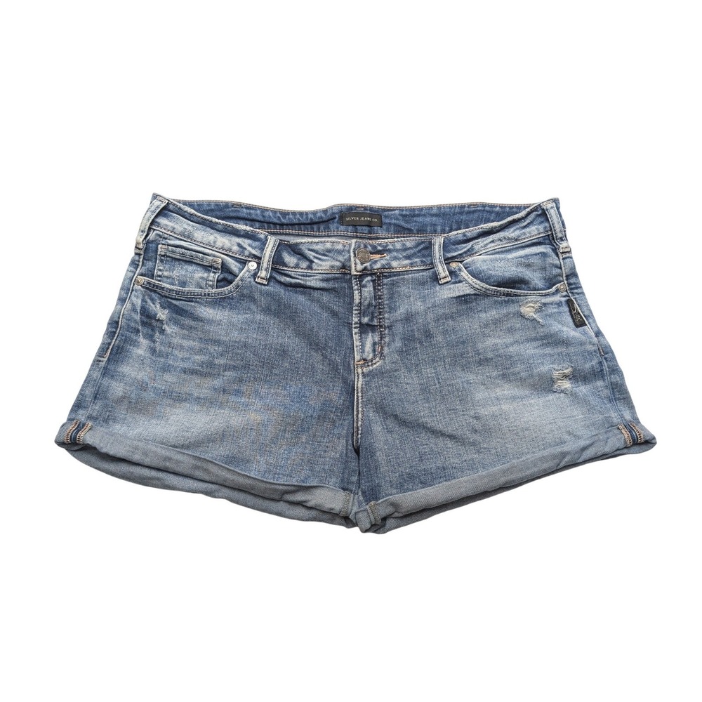Silver Jeans Co Elyse Short Womens W32 L4 Light Wash Distressed Cuffed L53017